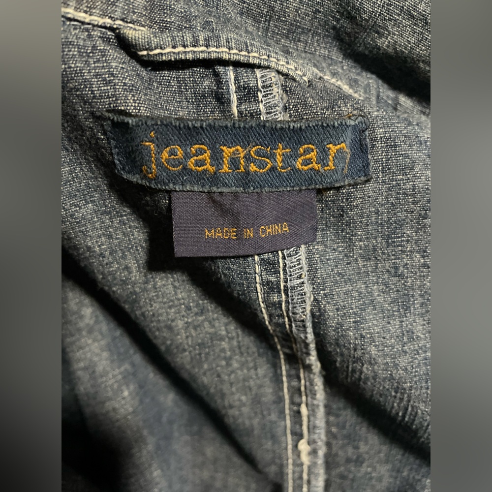 jeanstar Blue Denim Button Front Vest 100% Cotton 1X Reverse White Thread - Picture 4 of 6